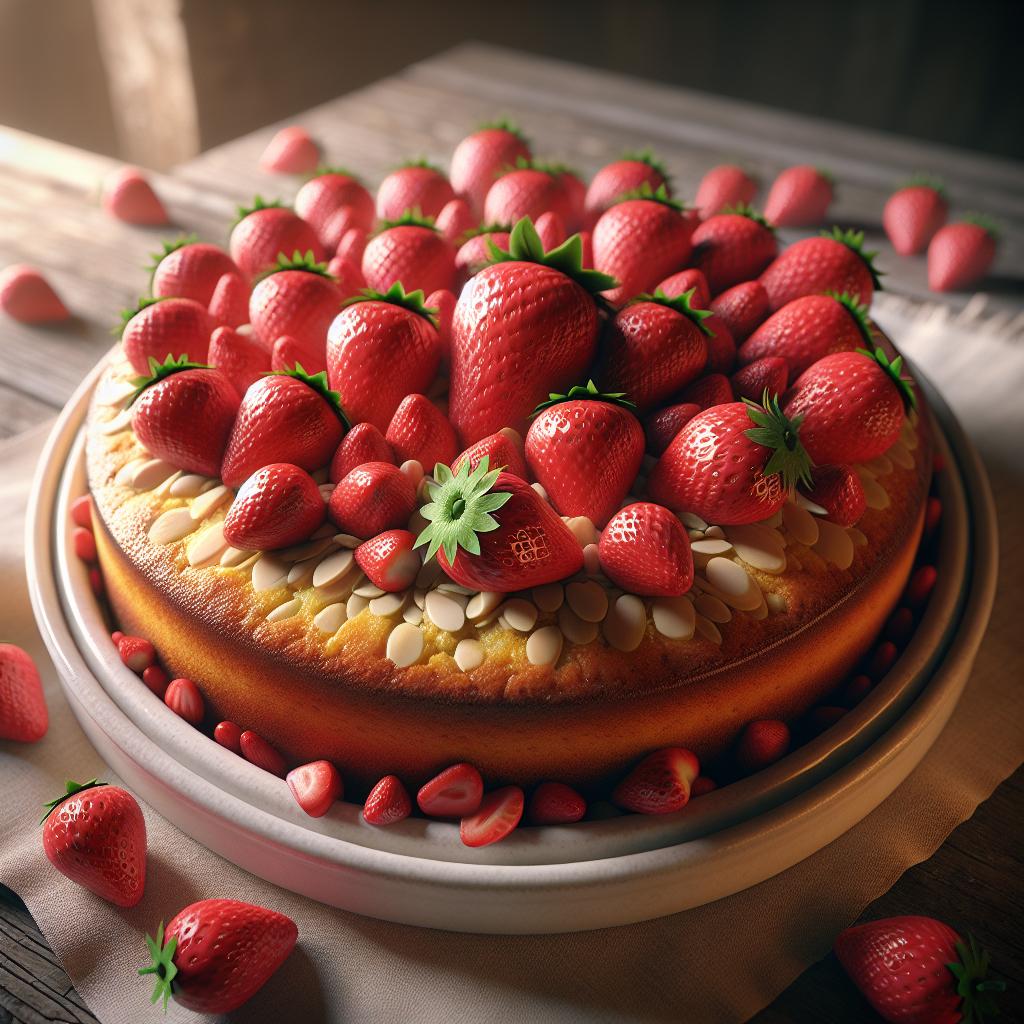 Tarta de almendras y fresas