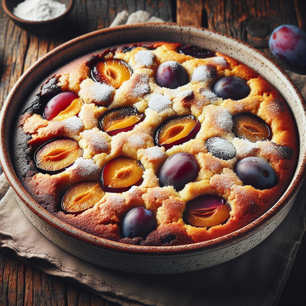 Torta con harina de coco y ciruelas