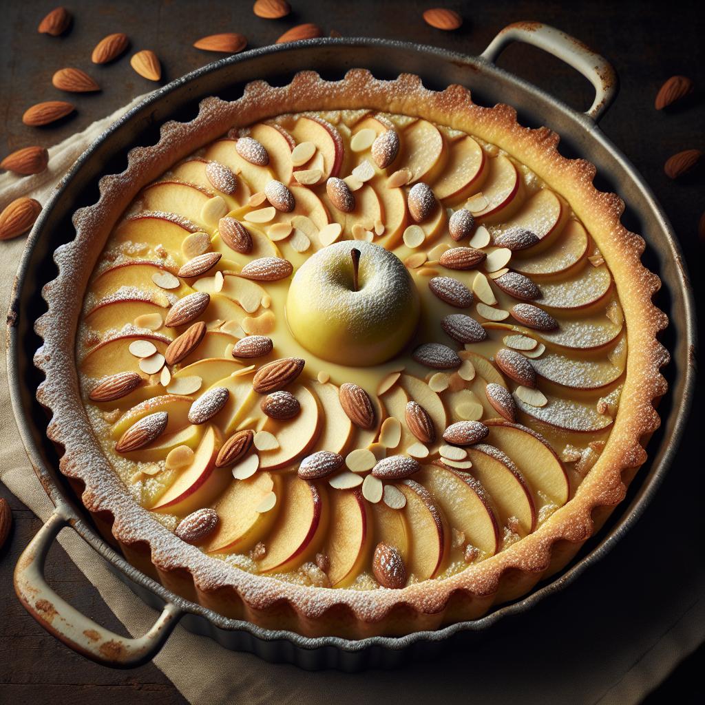 Torta cremosa de manzanas y almendras