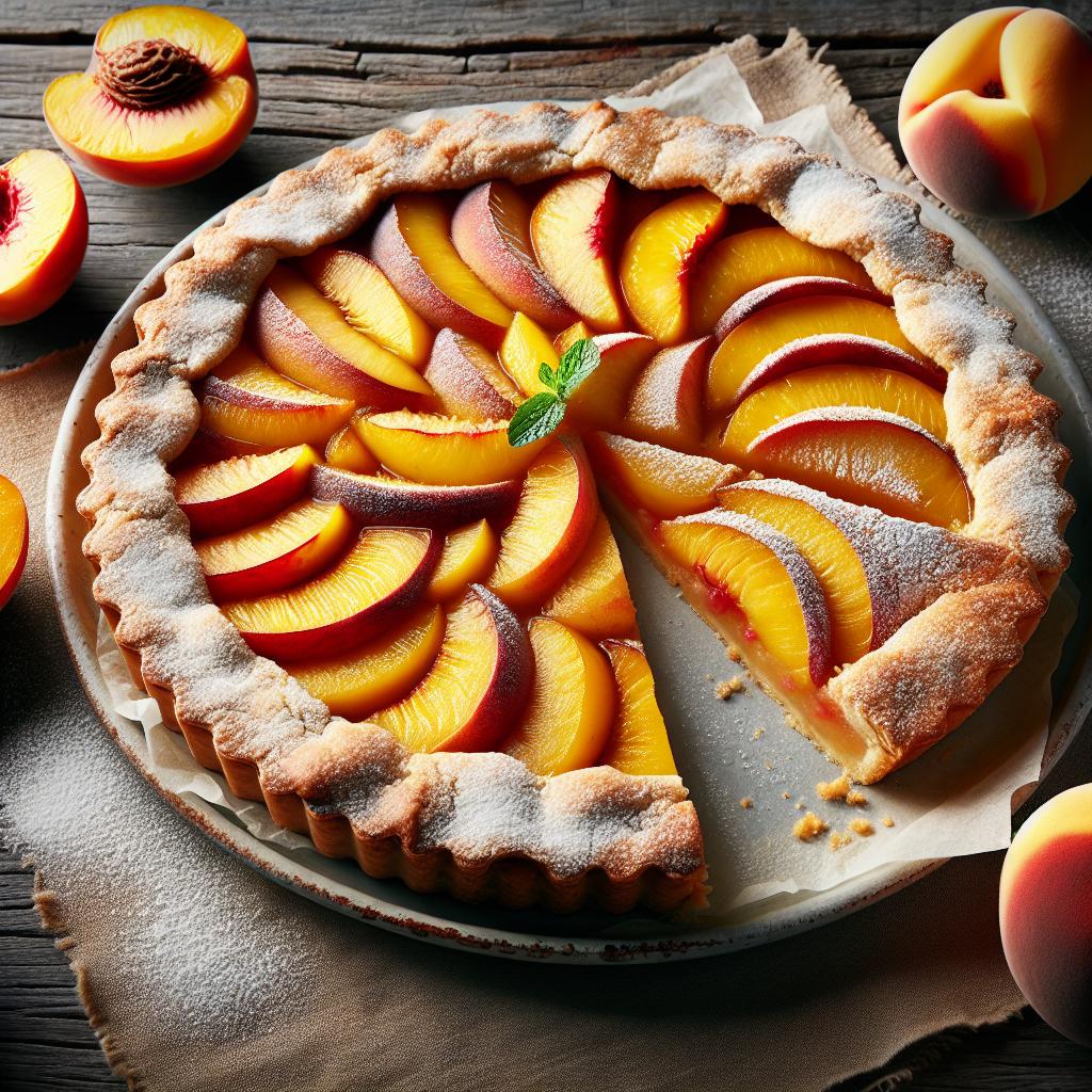 Tarta crostata de melocotones