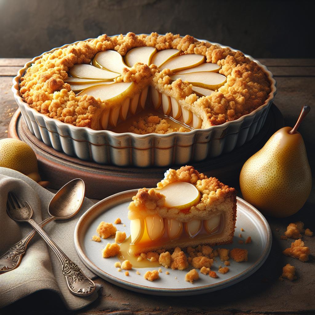 Tarta crumble de peras