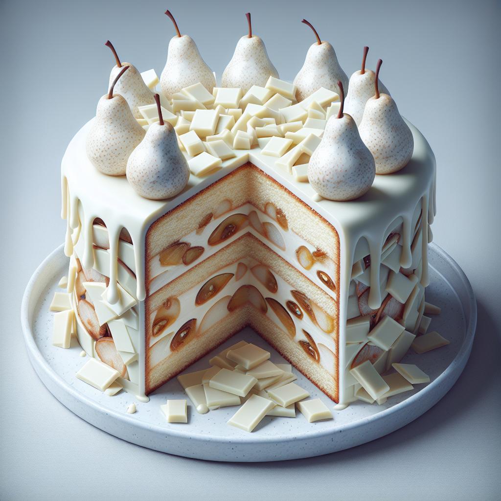 Tarta de chocolate blanco y peras