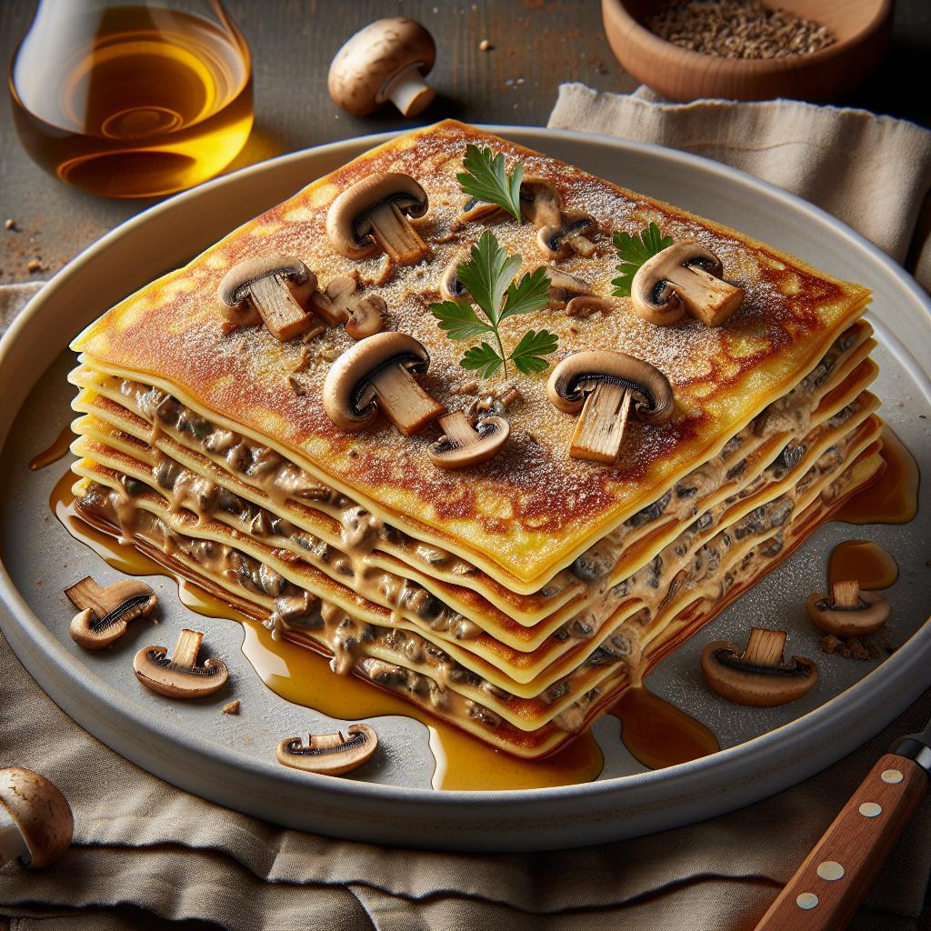 Torta de crepes con setas