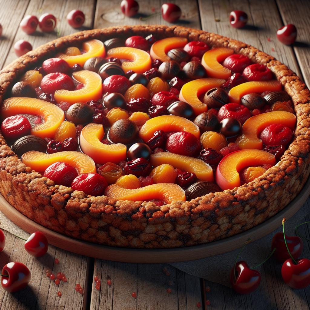 Torta de trigo sarraceno con albaricoques y cerezas
