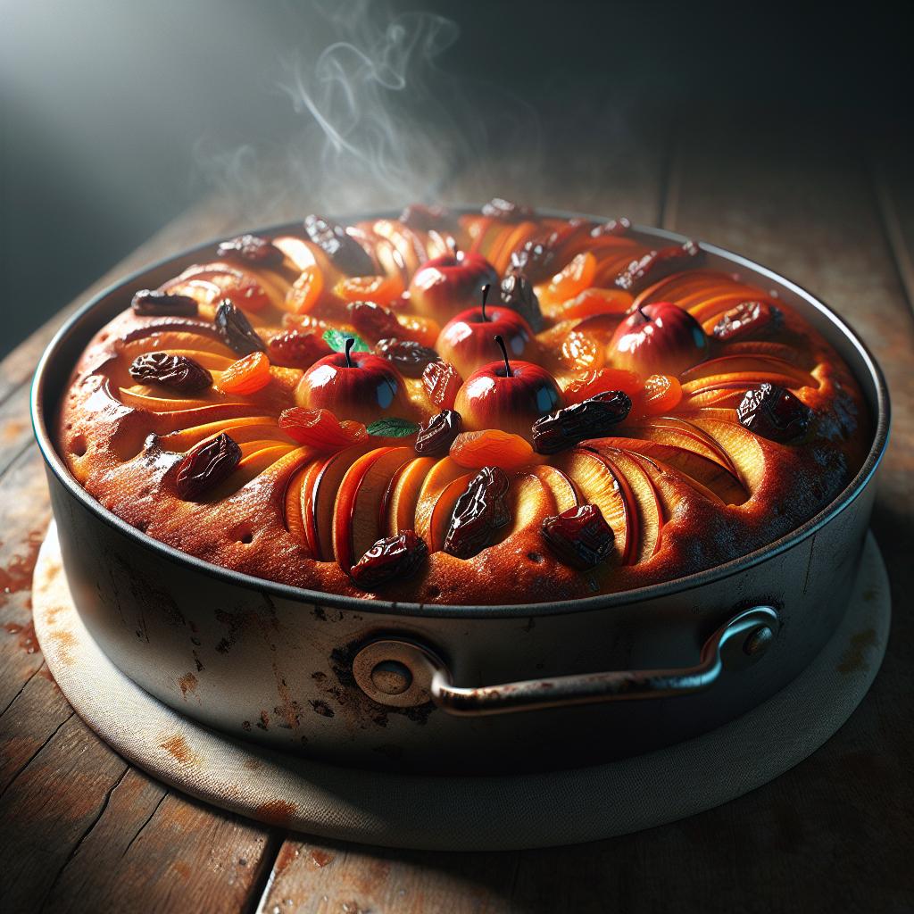 Tarta de manzanas con fruta seca