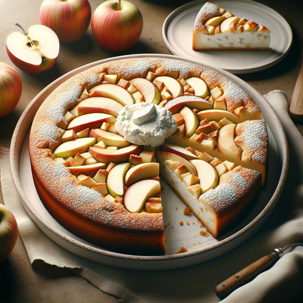 Tarta de manzana con harina integral y ricotta