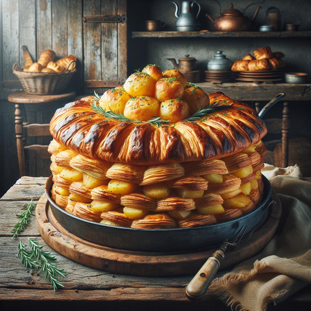Tarta de hojaldre con patatas