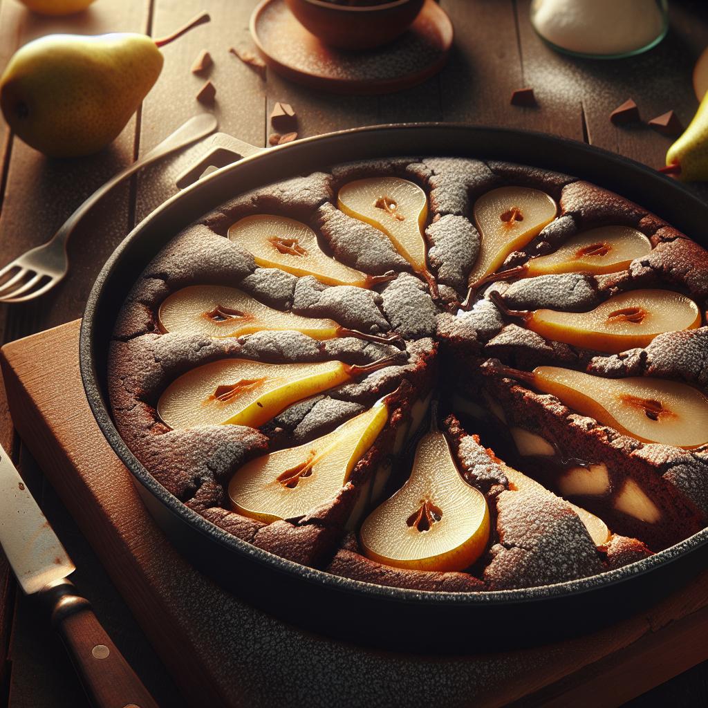 Tarta de peras y chocolate