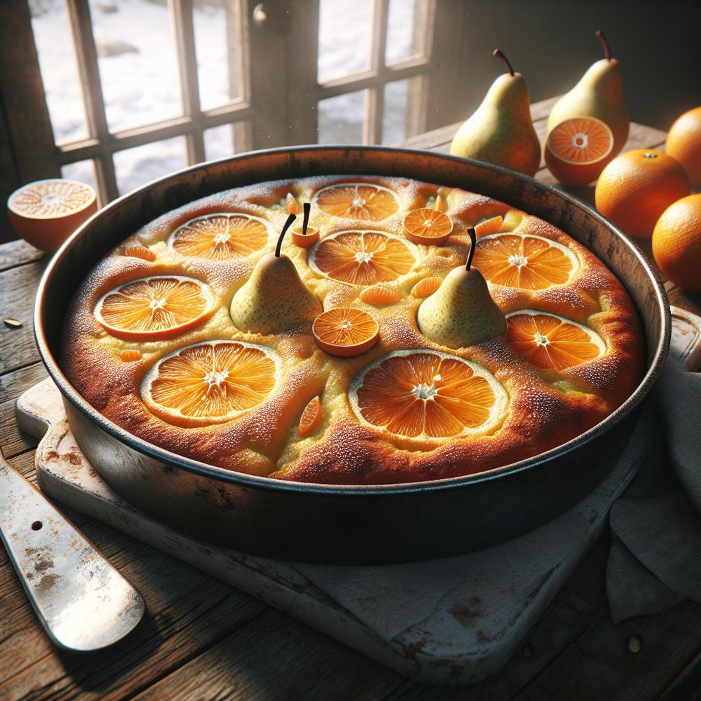 Tarta de peras y mandarinas