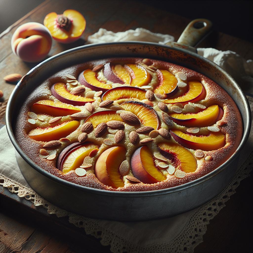 Tarta de melocotones y almendras