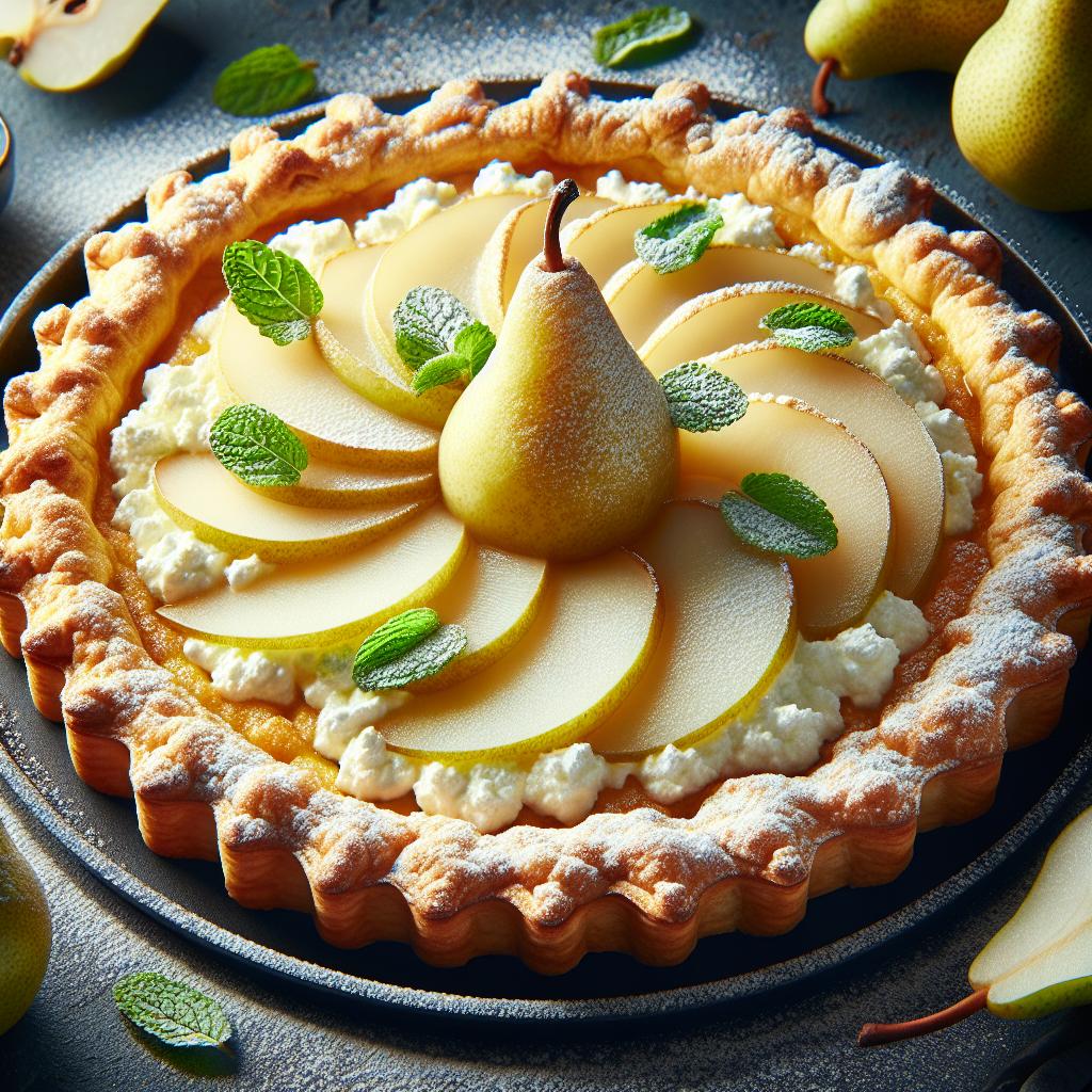 Tarta de hojaldre con ricotta y peras