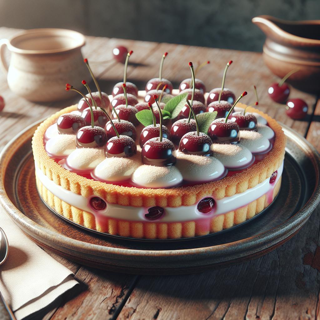 Tarta fría de guindas