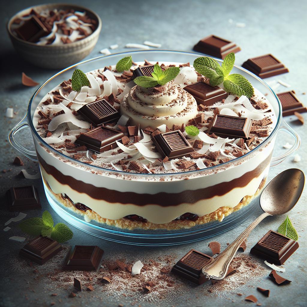 Torta fría de mascarpone, coco y chocolate