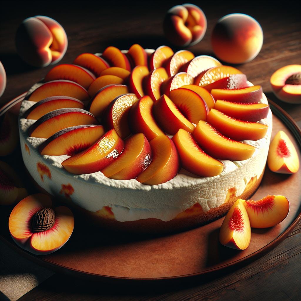 Torta fría de ricotta y melocotones