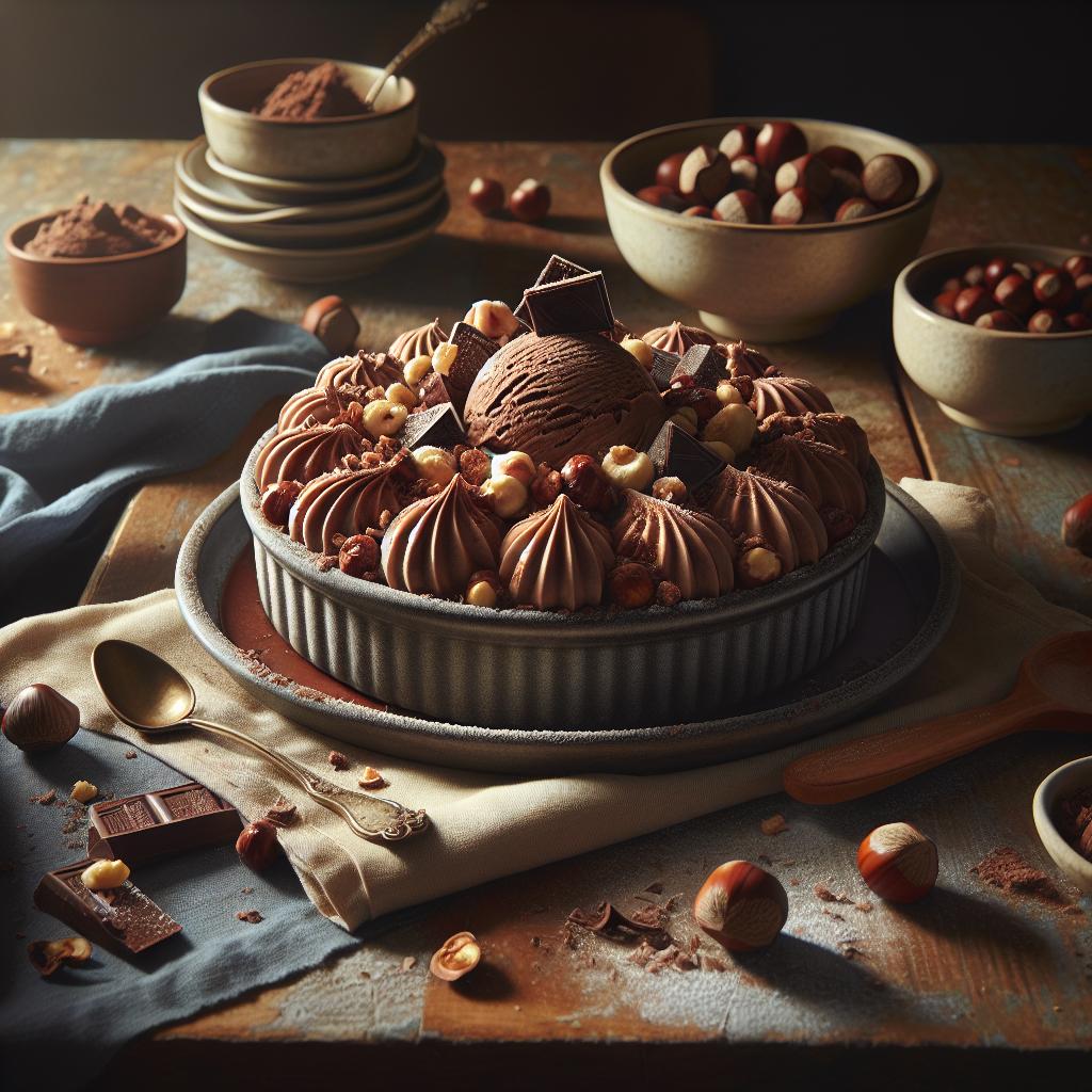 Torta de helado de chocolate y avellanas