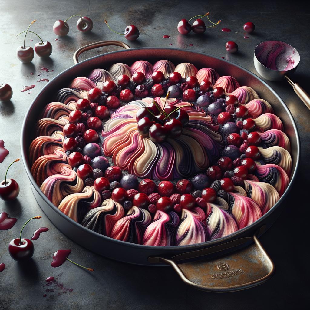 Tarta de helado variegada con guindas