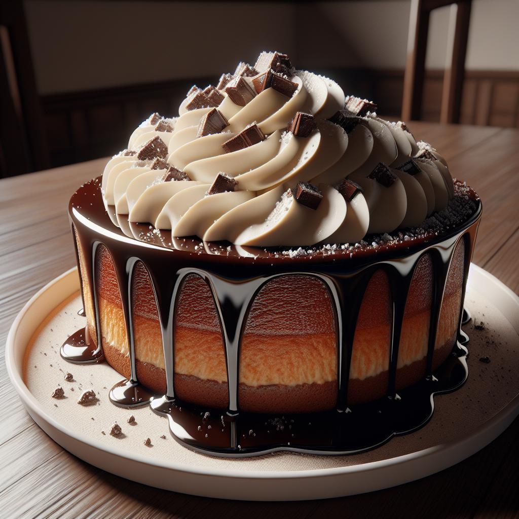 Tarta glaseada con crema diplomática al chocolate