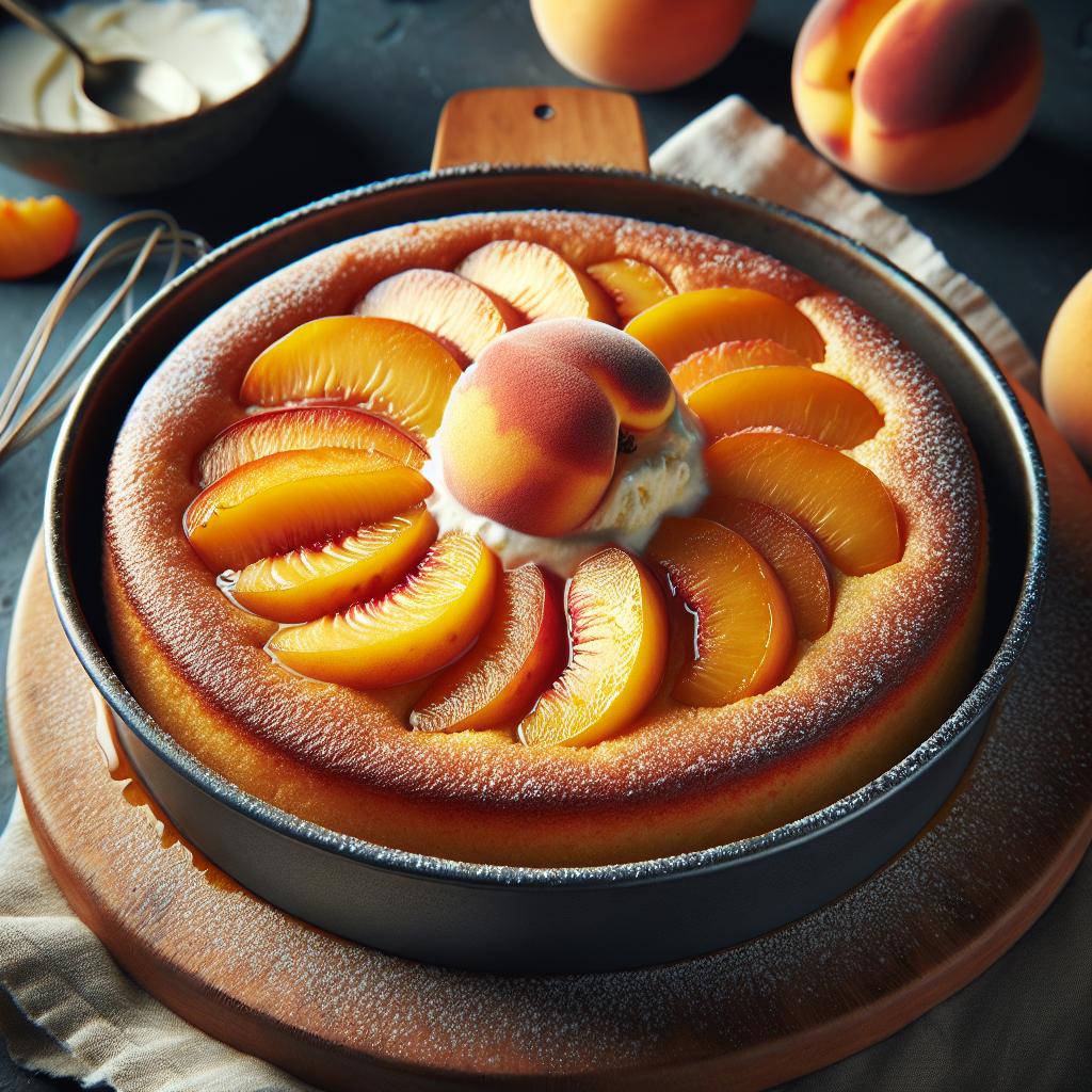 Torta en sartén con melocotones