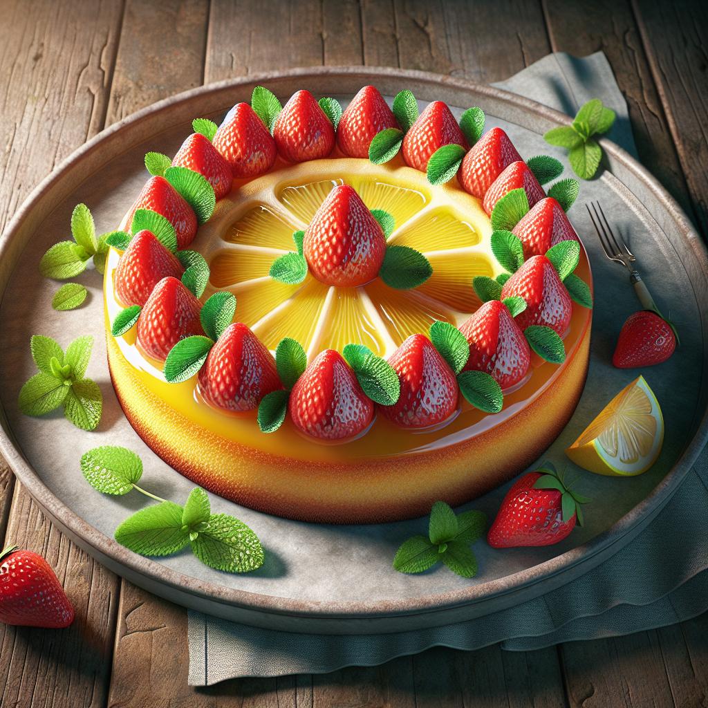 Tarta de limón y fresas
