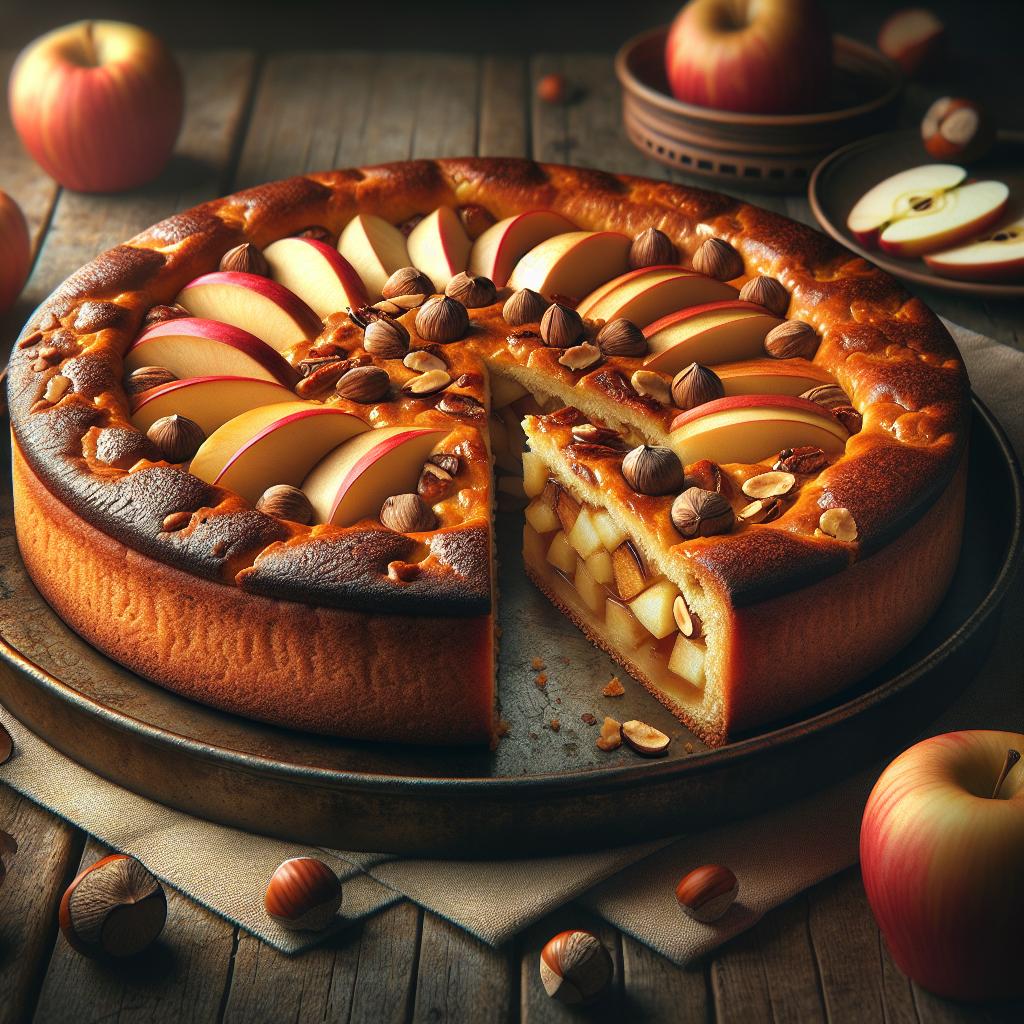 Tarta de manzanas y avellanas