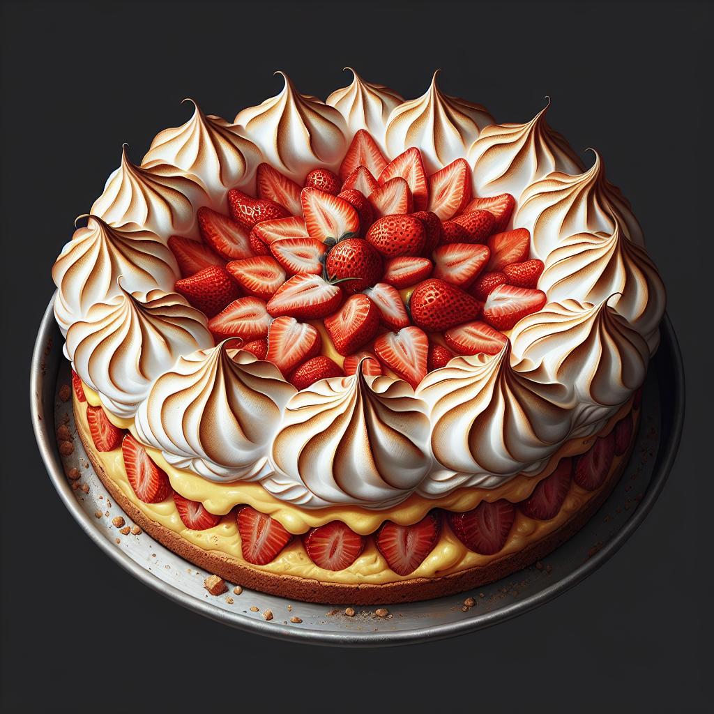 Tarta de merengue con fresas
