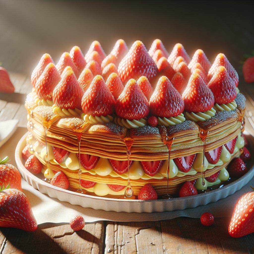 Torta milhojas caja de fresas