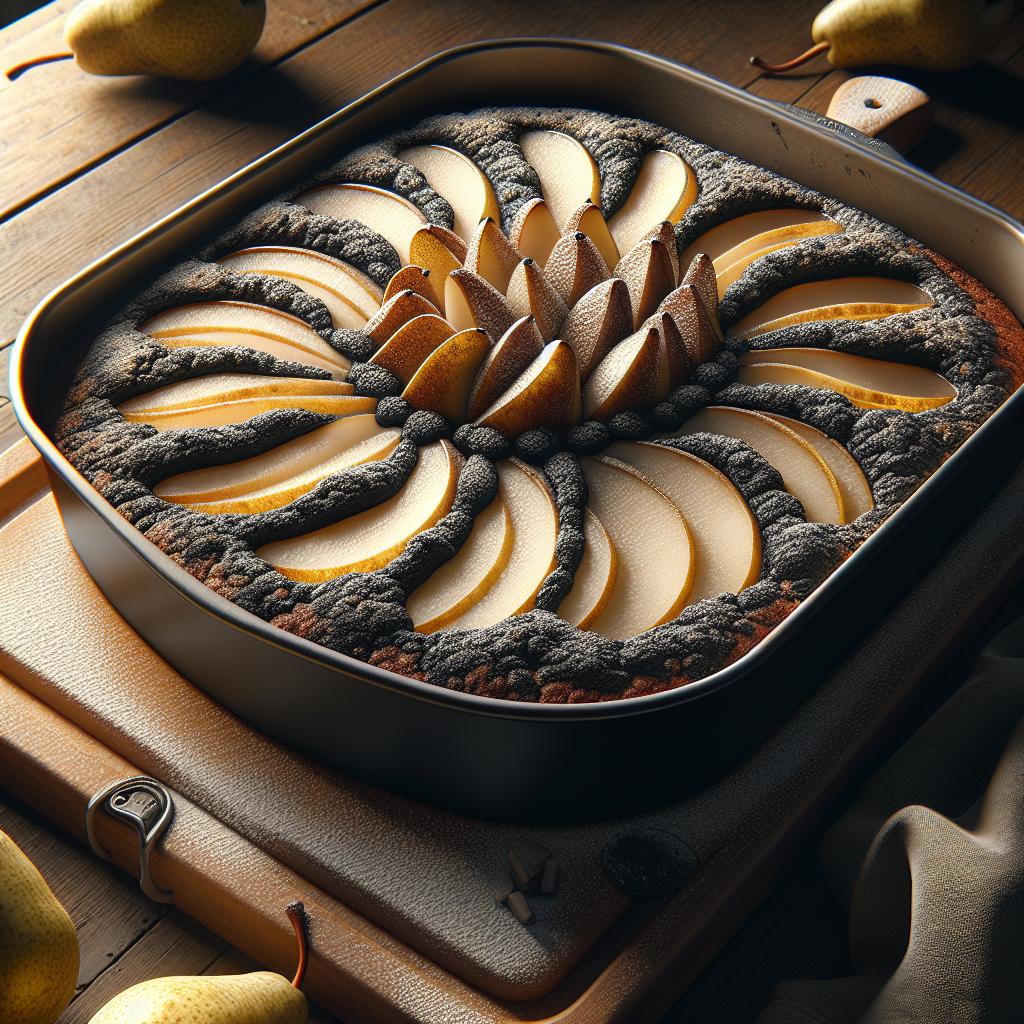 Torta negra con peras y harina de arroz