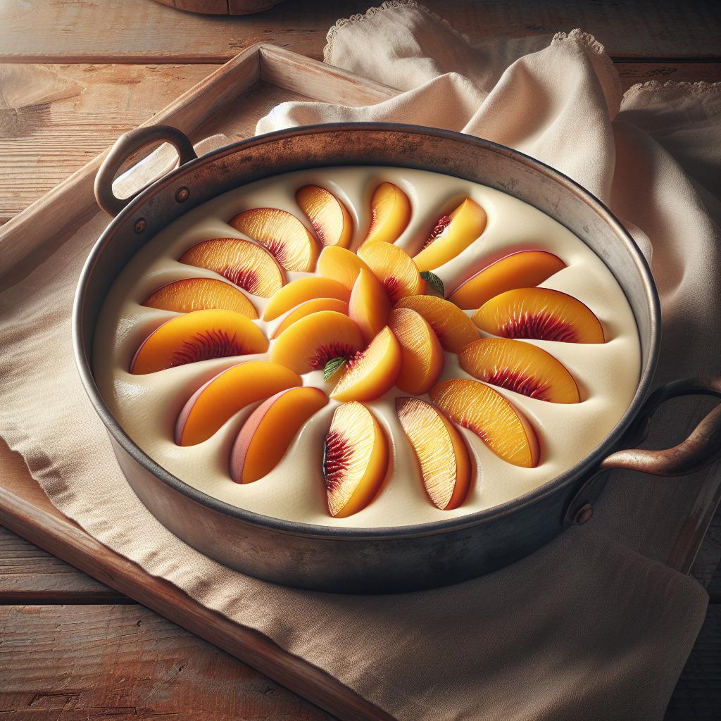 Tarta panna cotta con melocotones