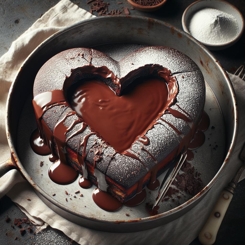 Torta romántica con corazón de chocolate
