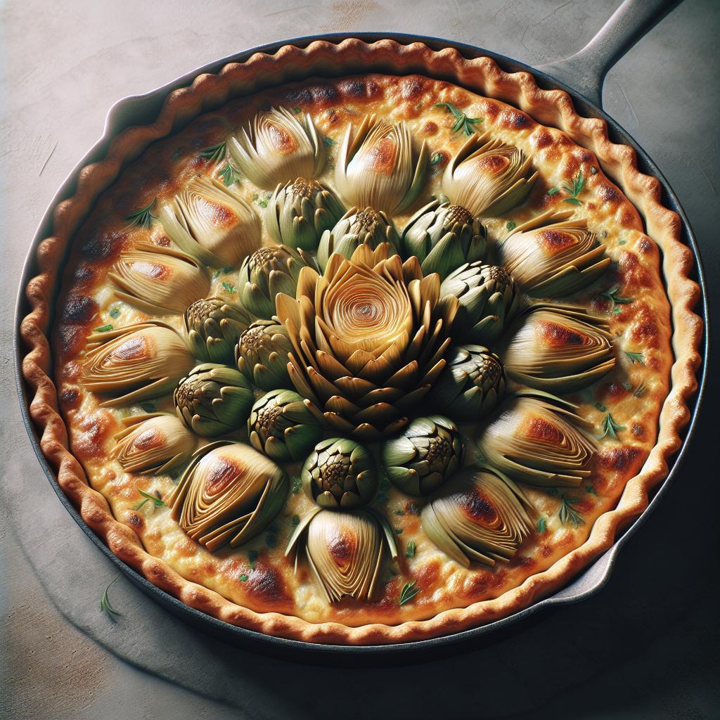 Tarta salada de alcachofas
