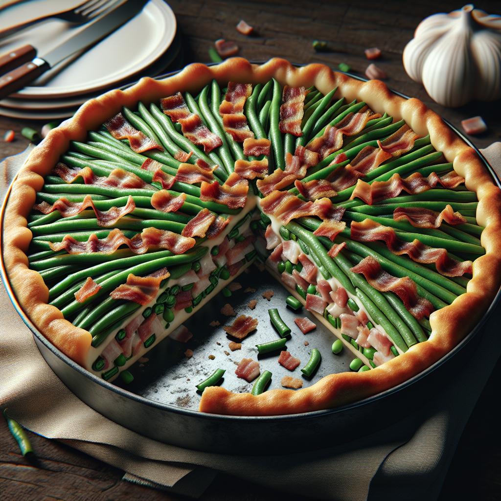 Tarta salada con judías verdes y panceta
