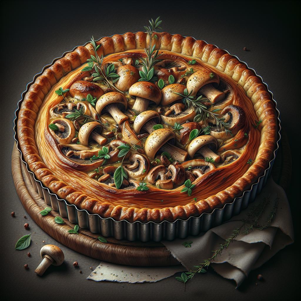 Tarta salada con setas chiodini