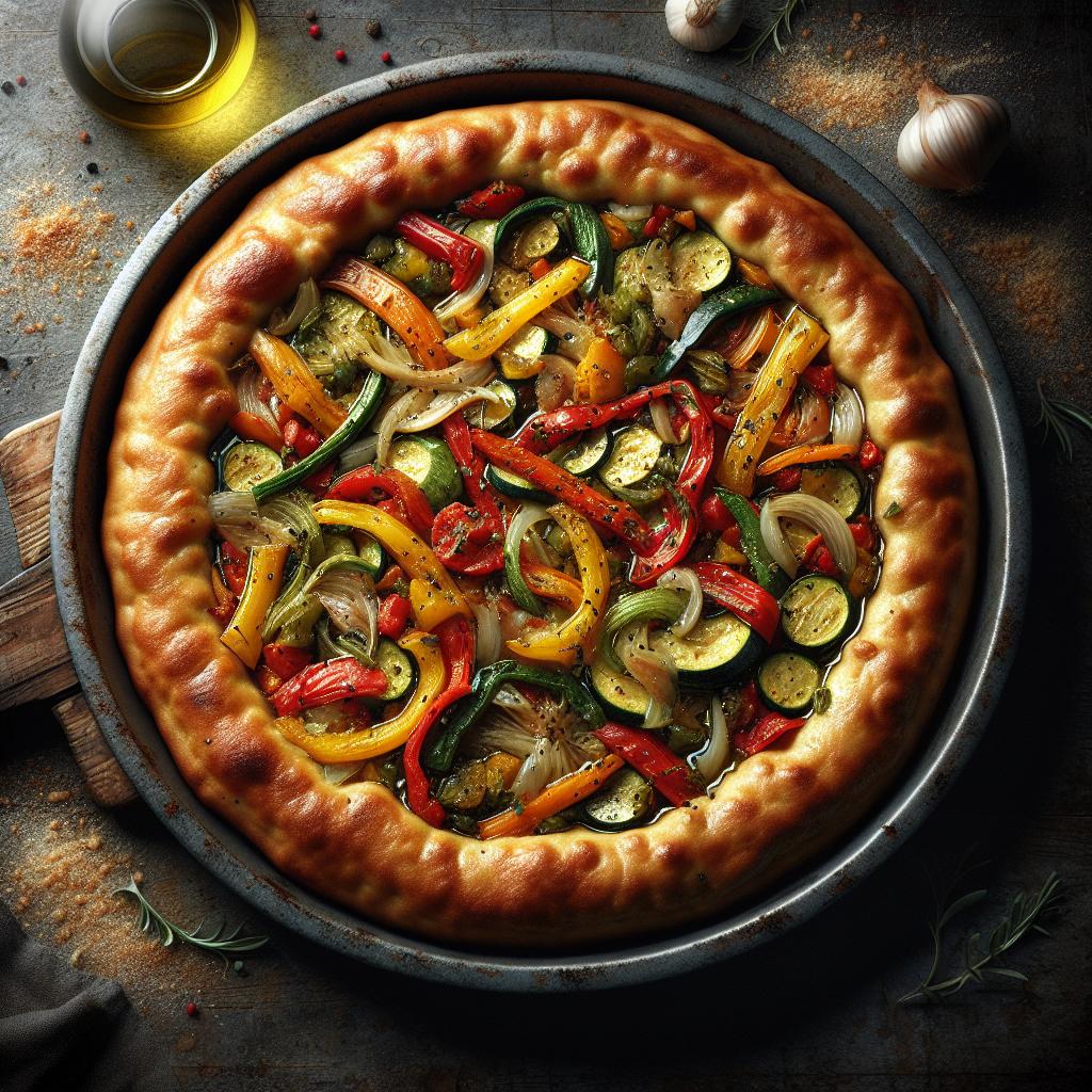 Tarta salada de verduras en sartén