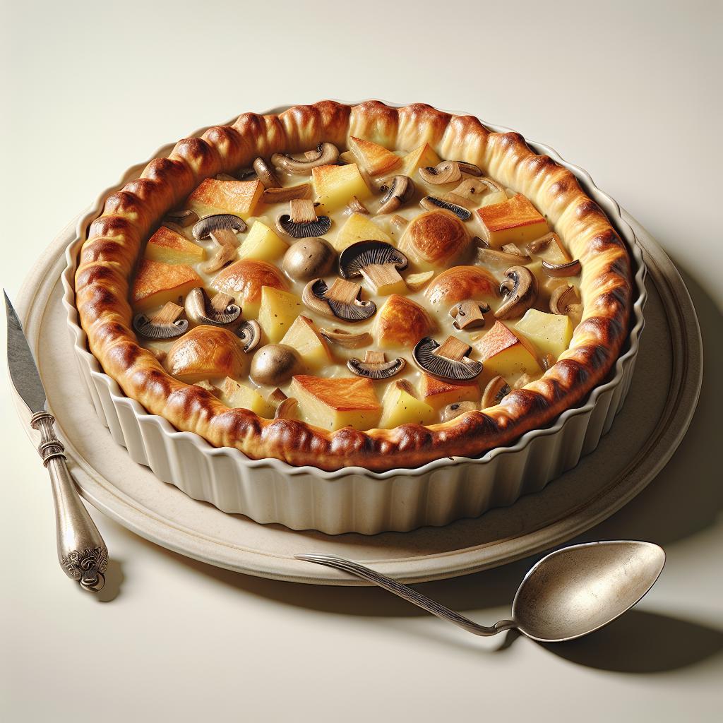Tarta salada de setas y patatas