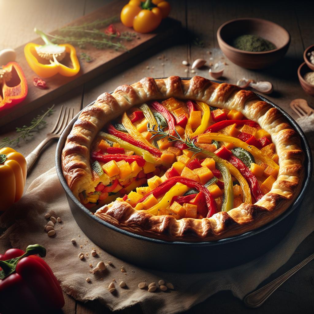 Tarta salada de pimientos y calabaza