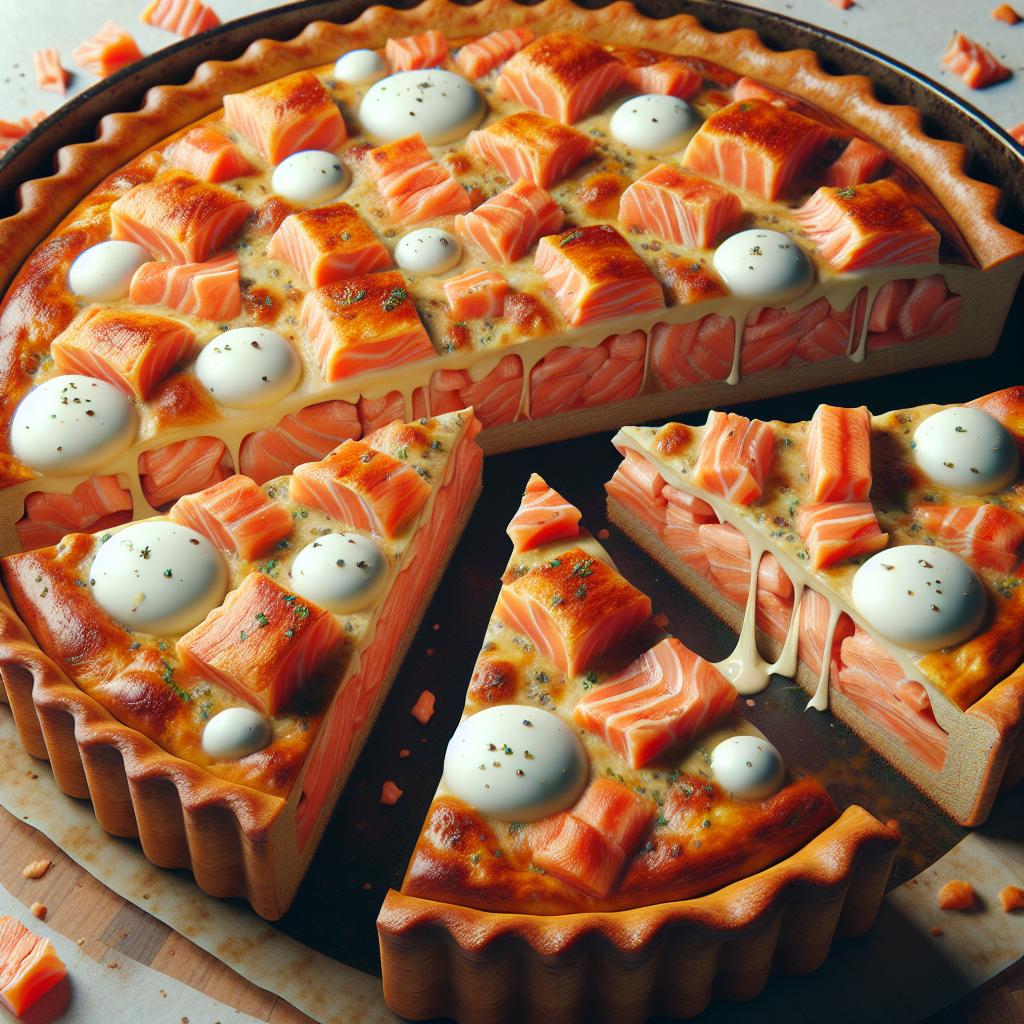 Tarta salada de salmón y mozzarella