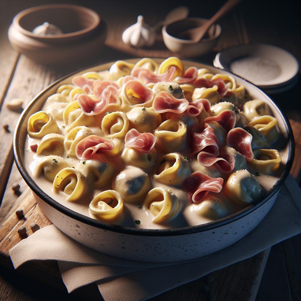 Tortellini con nata y jamón
