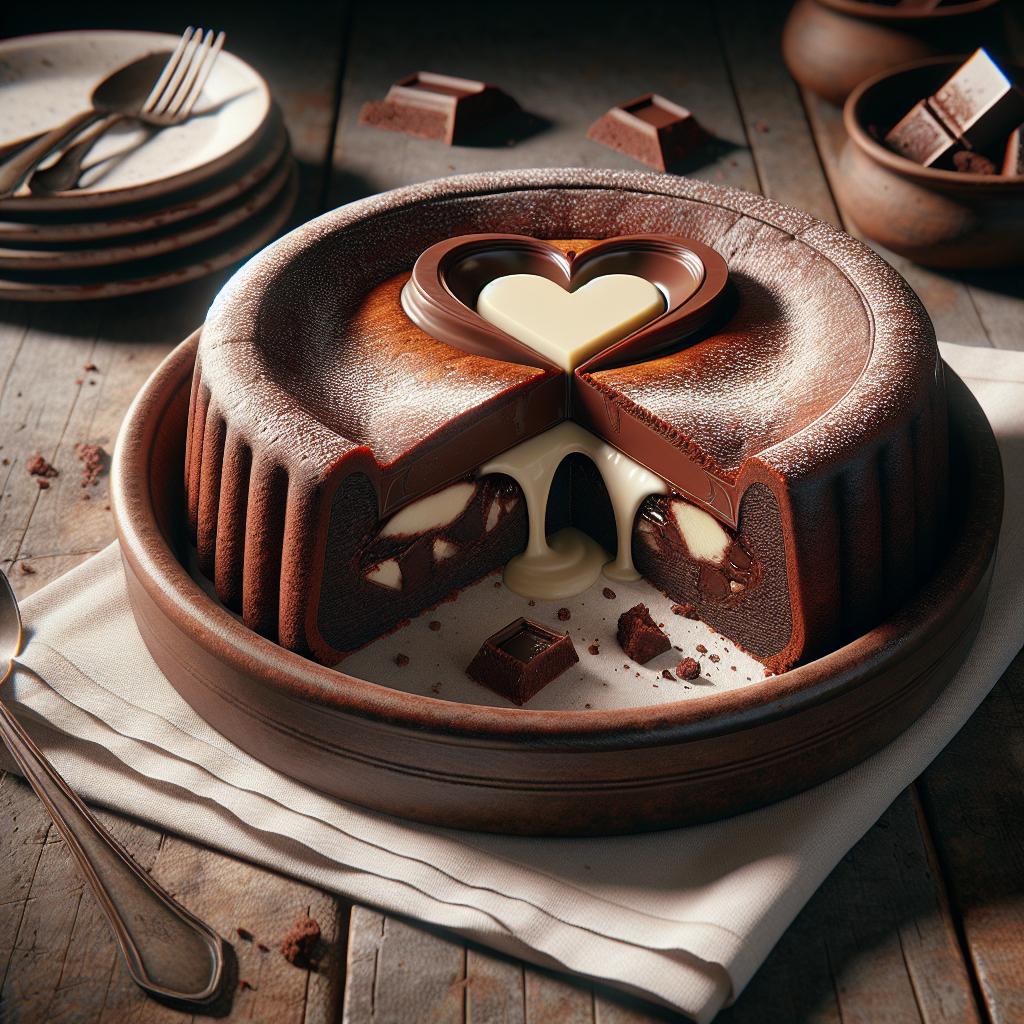 Pastelito de chocolate con corazón blanco