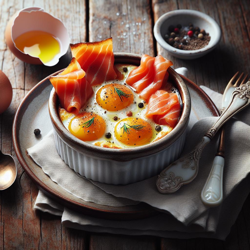 Huevos en cocotte con salmón