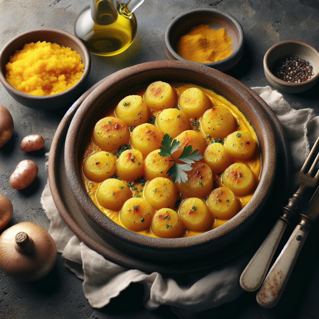 Crema de azafrán y patatas