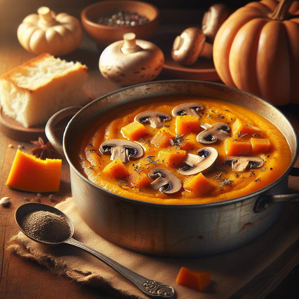 Crema de calabaza y setas