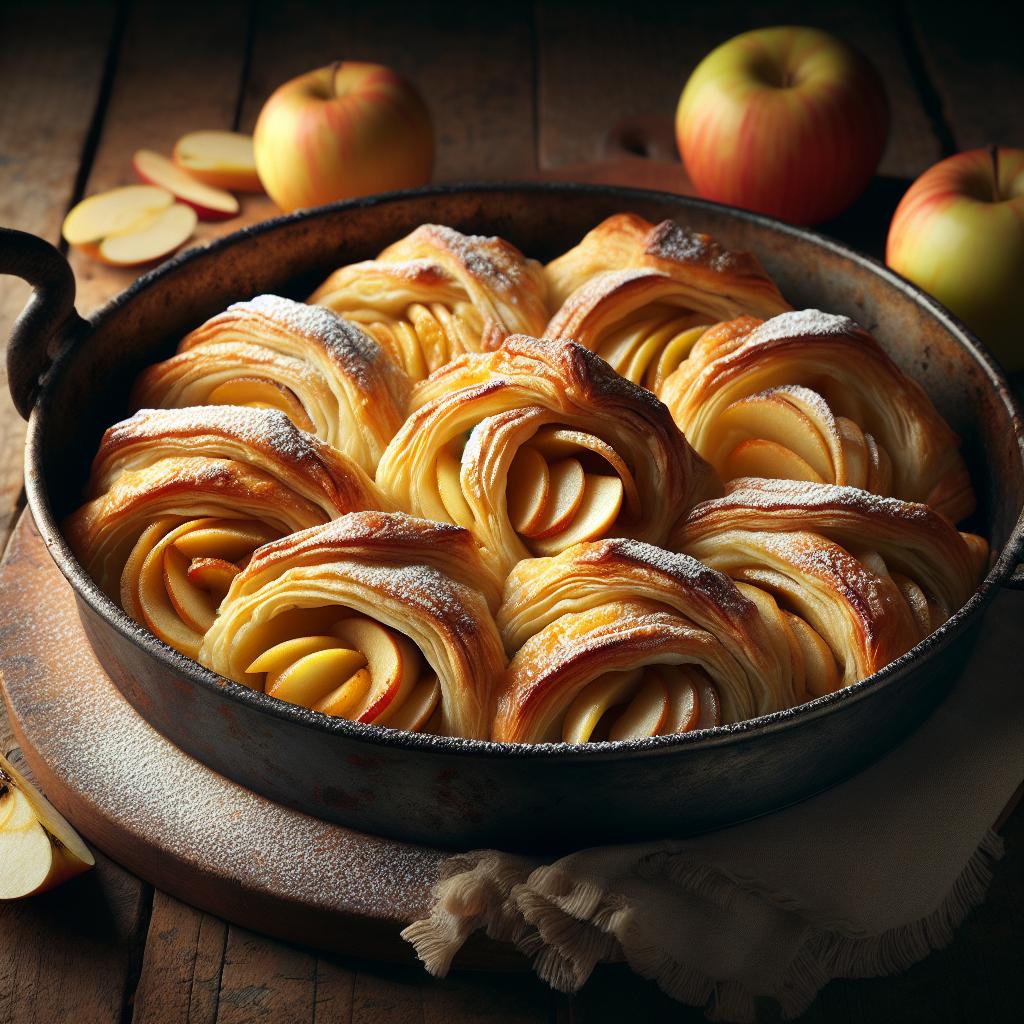 Abanicos hojaldrados de manzana