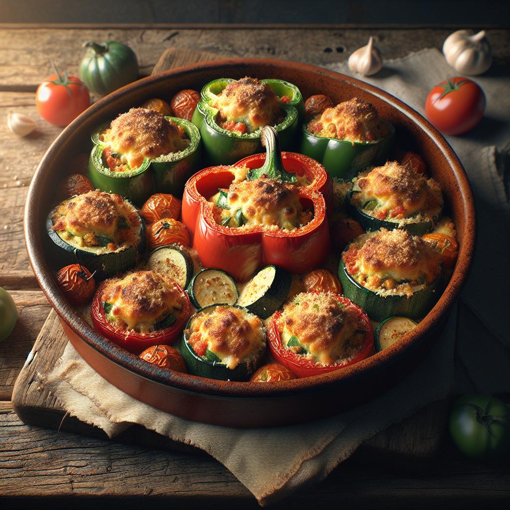 Verduras rellenas gratinadas al horno