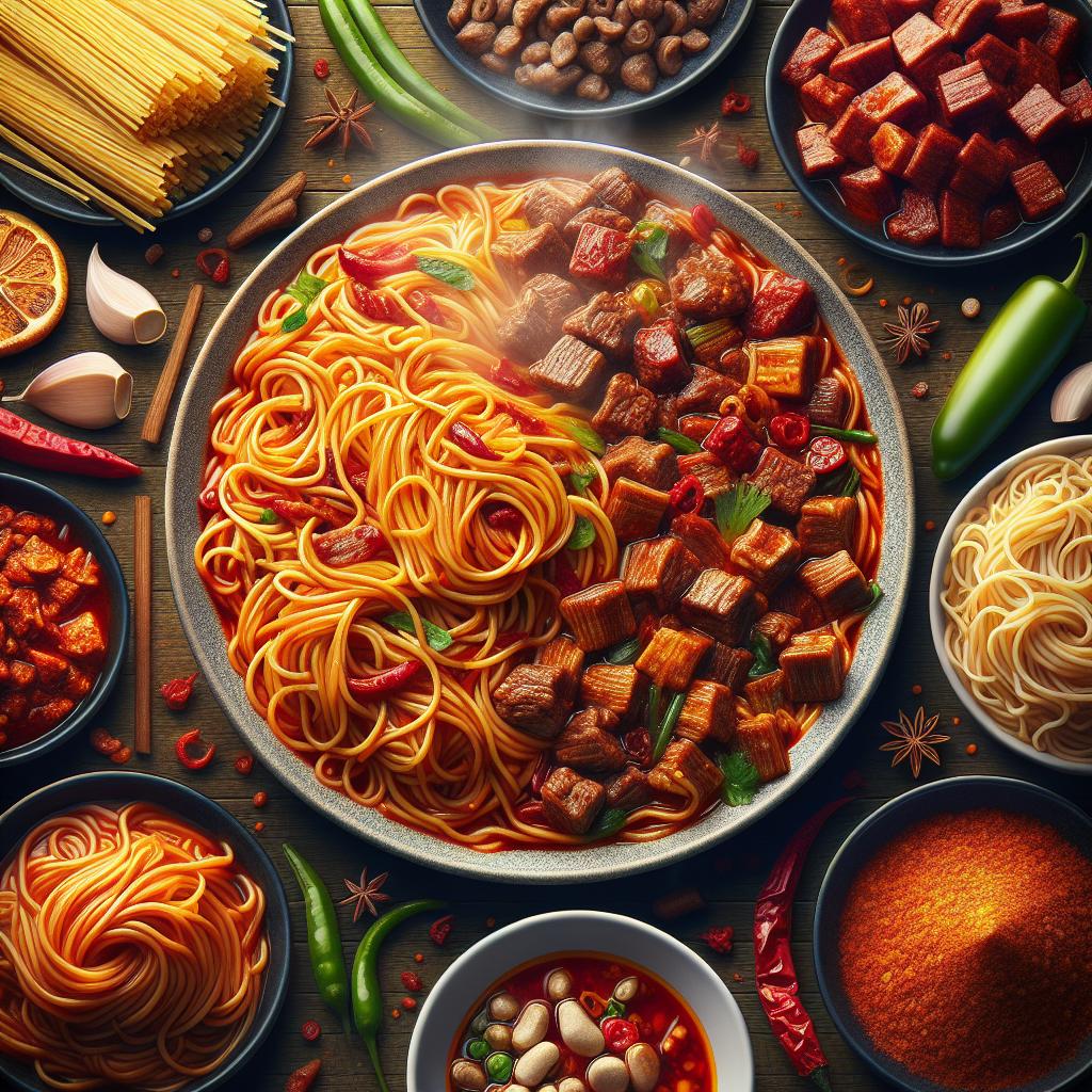 Vermicelli con carne y salsa picante