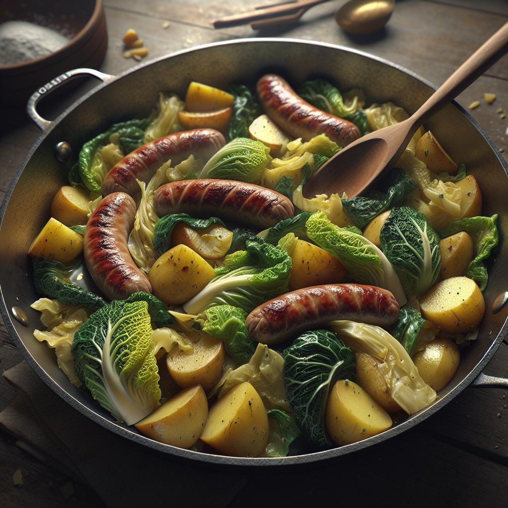 Berza, patatas y salchicha