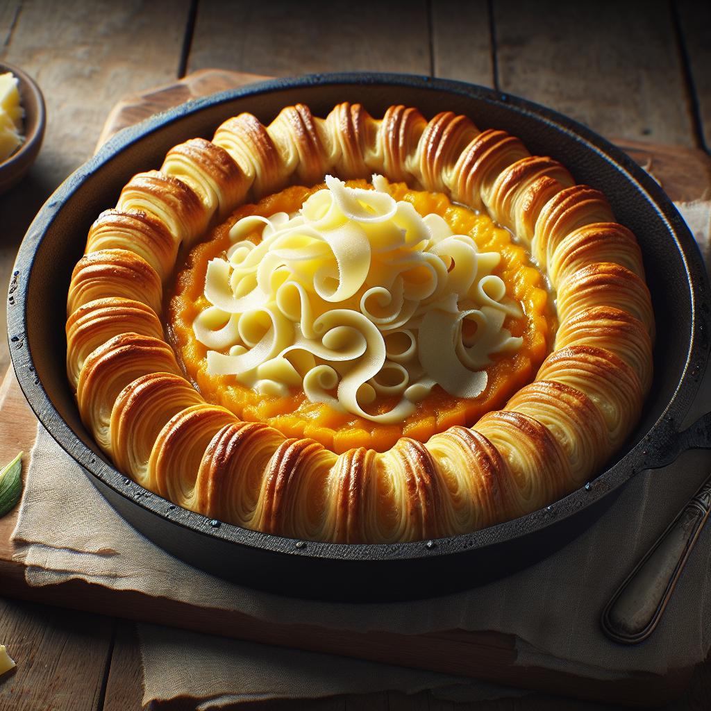 Vol-au-vent a la calabaza con Tête de Moine DOP