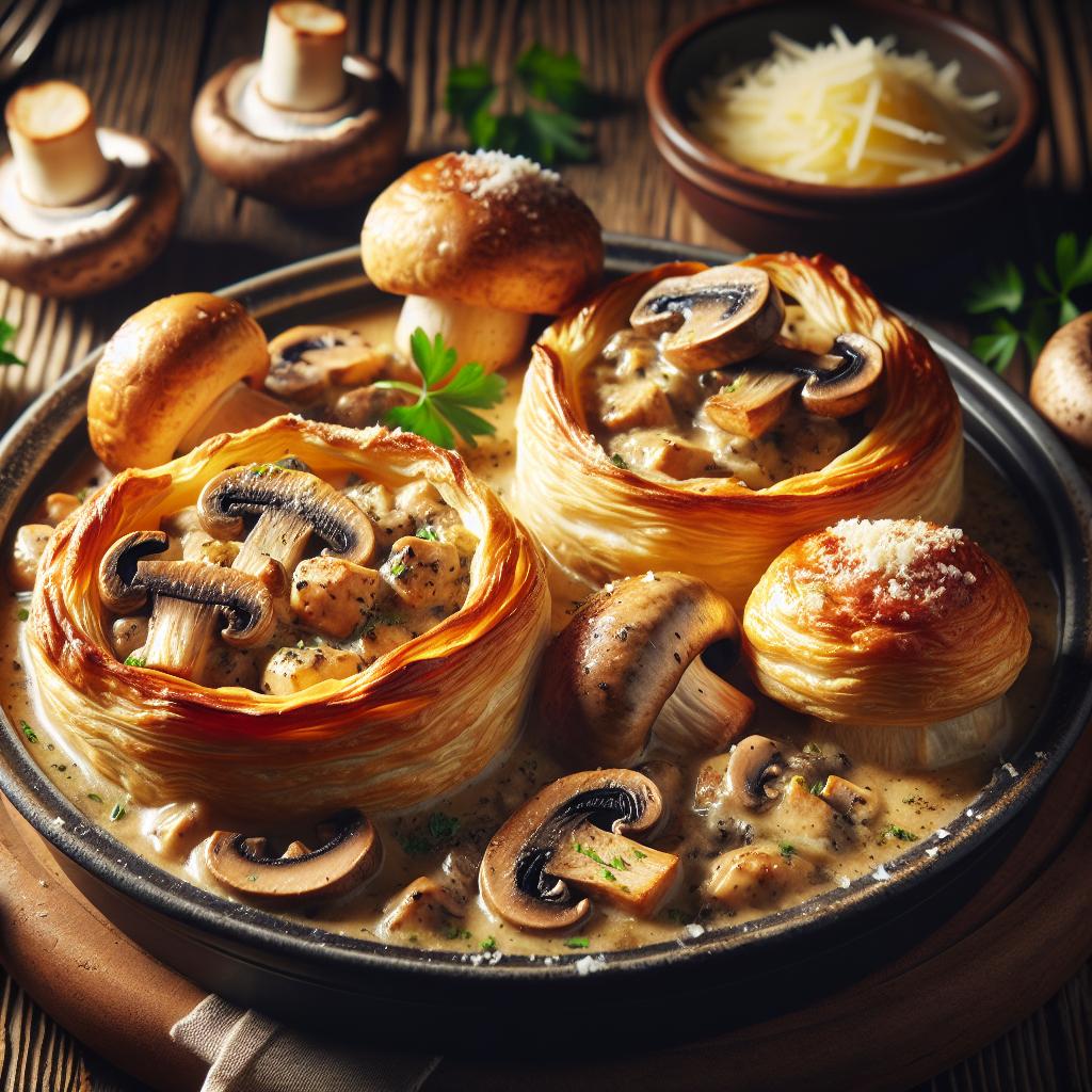 Vol au vent caldi ai funghi e pollo