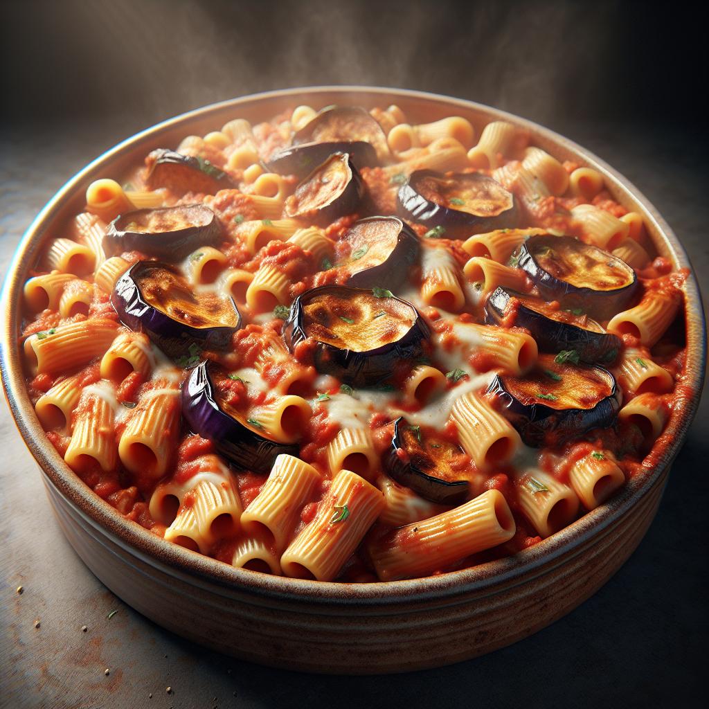 Ziti al horno con berenjenas