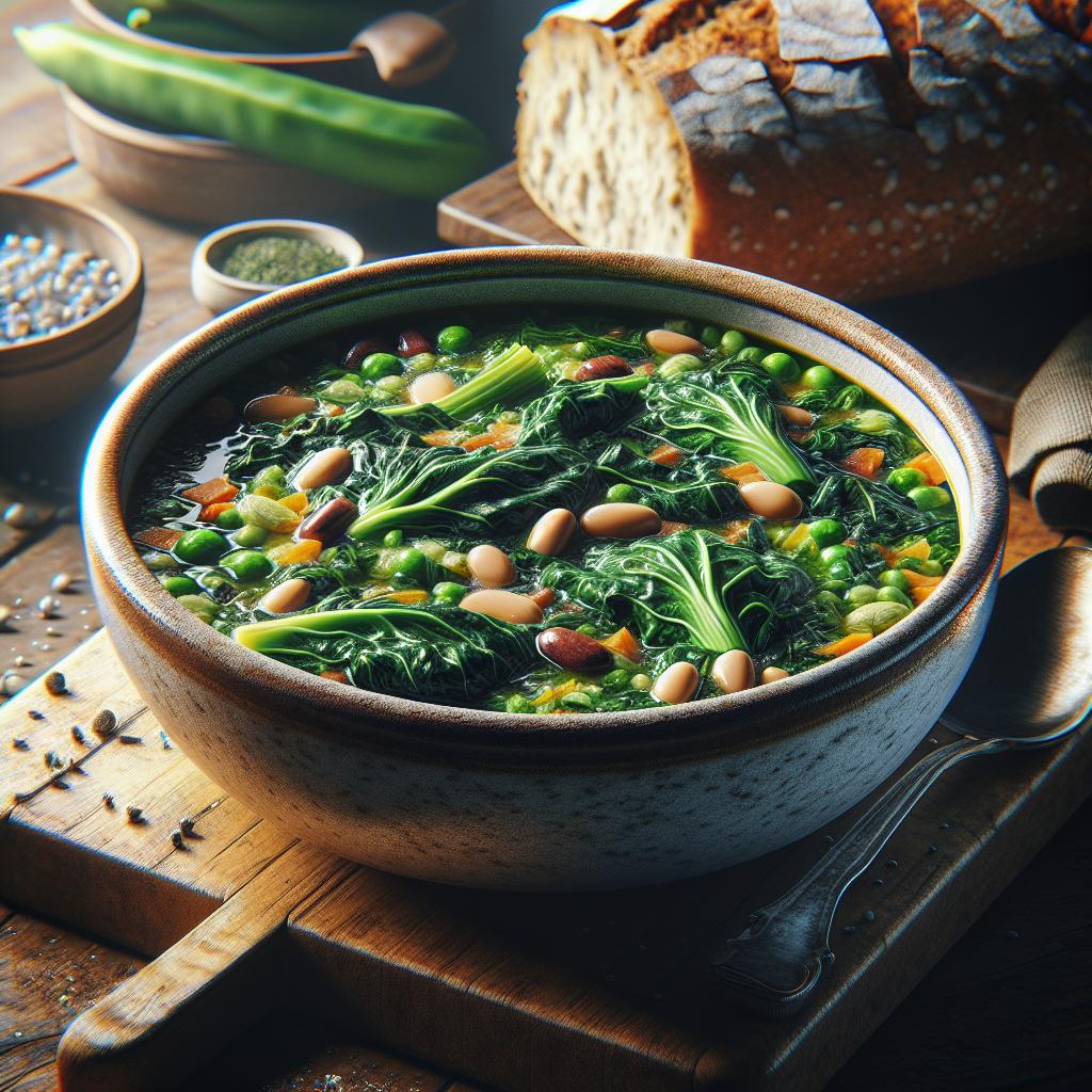 Sopa de col rizada negra