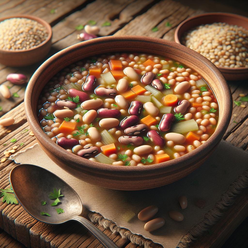 Sopa de espelta y alubias borlotti